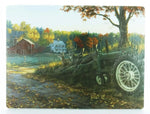 TEMPERED GLASS CUTTING BOARD  FARM SCENE WITH TRACTOR