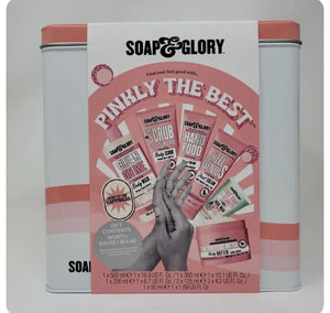 Soap & Glory Pinkly The Best Gift Set Six Full Size Beauty Items Aluminum Tin