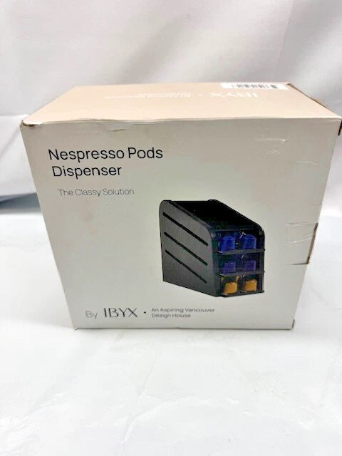 Ibyx Wooden Coffee Pod Holder for 3 Tier Nespresso, Black Bamboo