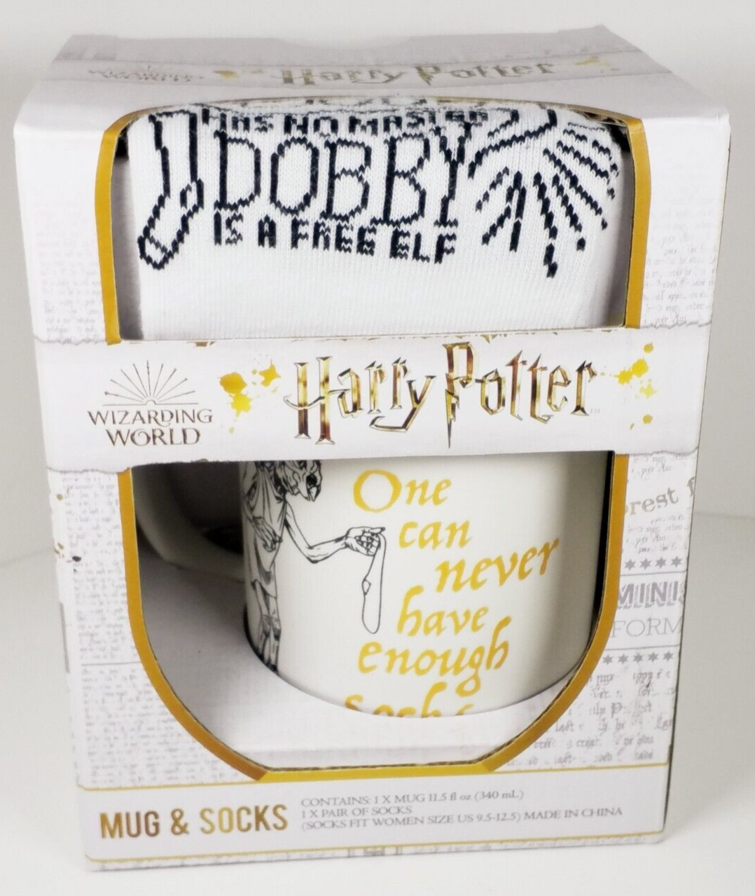 Harry Potter "Dobby is a Free Elf" "One Can Never Have Enough Socks" & Mug Set