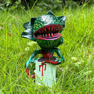 Horror Piranha Plant Garden Statue, 5.9" Tall Cannibal Showing Teeth
