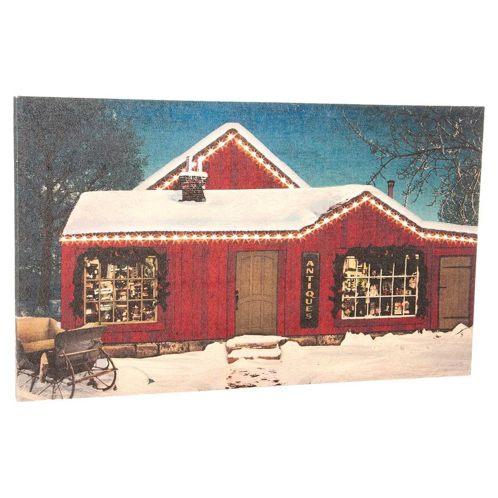 Light Up LED Picture Antique Christmas Store Sleigh Lighted Canvas (Batteries Not Included) 12" x 20"&nbsp;