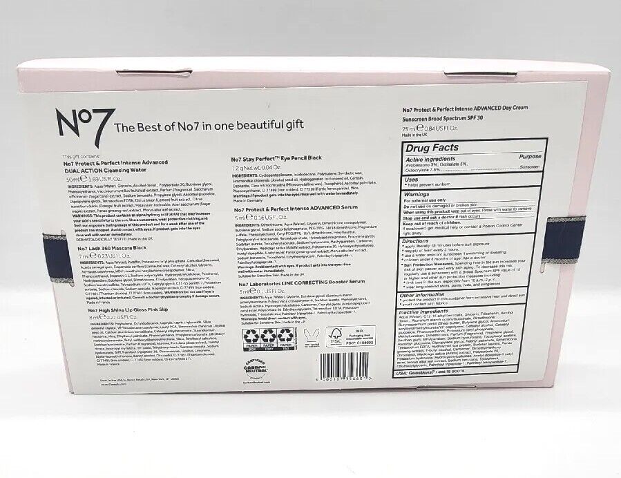 The Best of No7 Gift Set Exp 08/25 New Mascara Lip Gloss Serum Eye Pencil