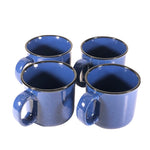 4ct Von Pok & Chang Speckled Blue Ceramic Marlboro Coffee Mugs Cups