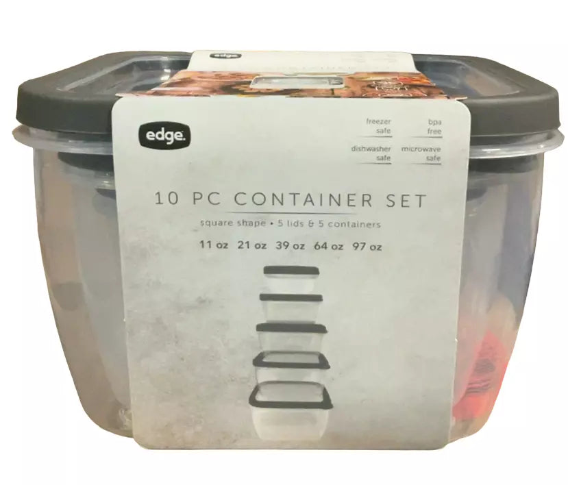 Edge Housewares - 10PC Container Set-11oz-21oz-39oz-64OZ -97 oz