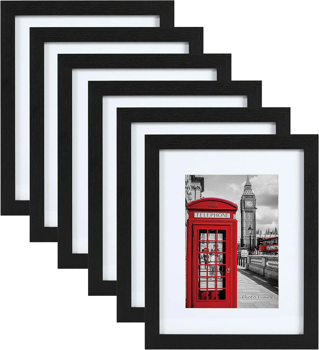 11x14 Picture Frame Set of 6, Display Pictures 11x14, Black Woodgrain