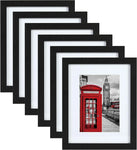 11x14 Picture Frame Set of 6, Display Pictures 11x14, Black Woodgrain