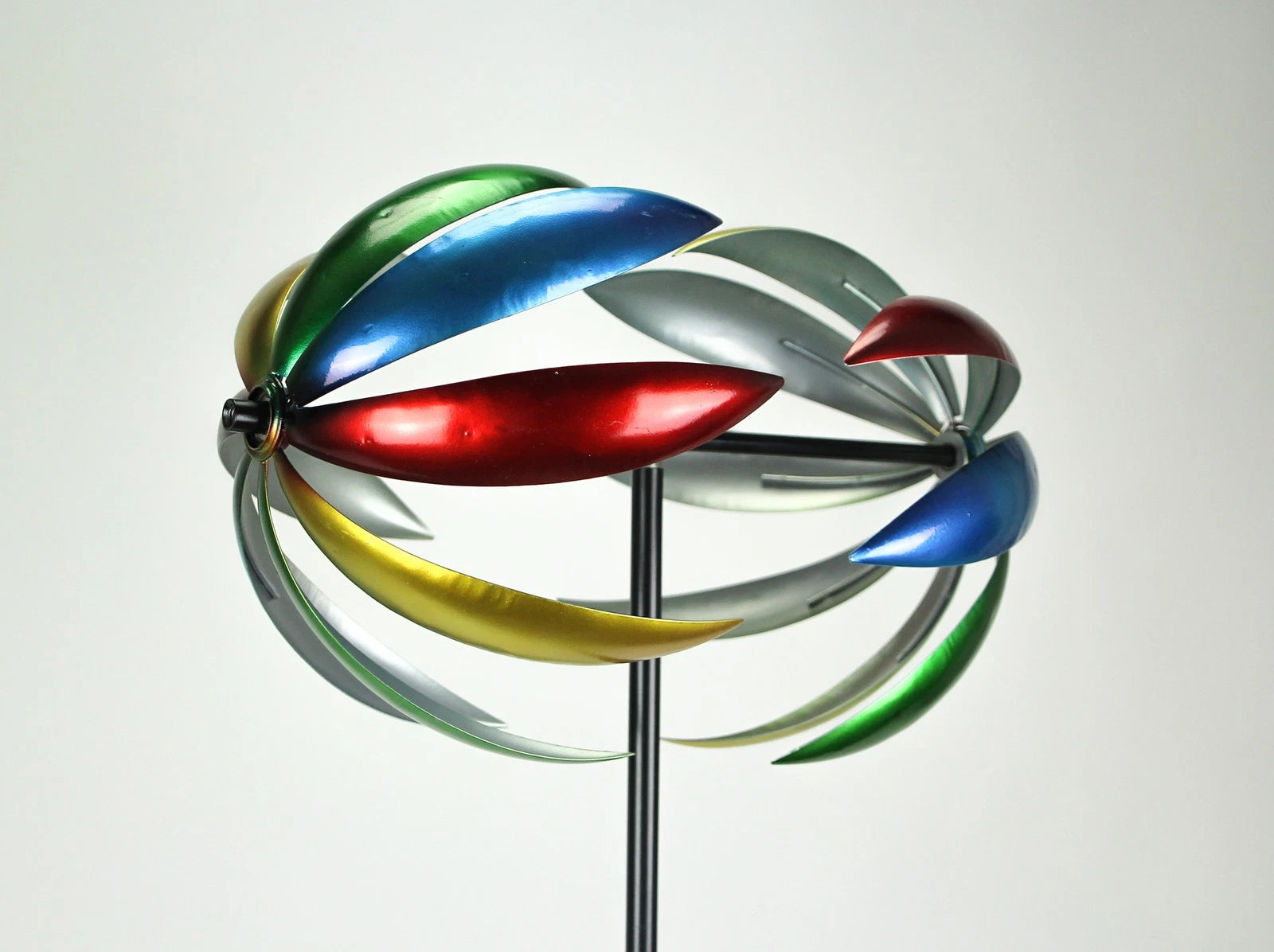 Metal Colorful Kinetic Spinner Yard Stake 15"x64"H