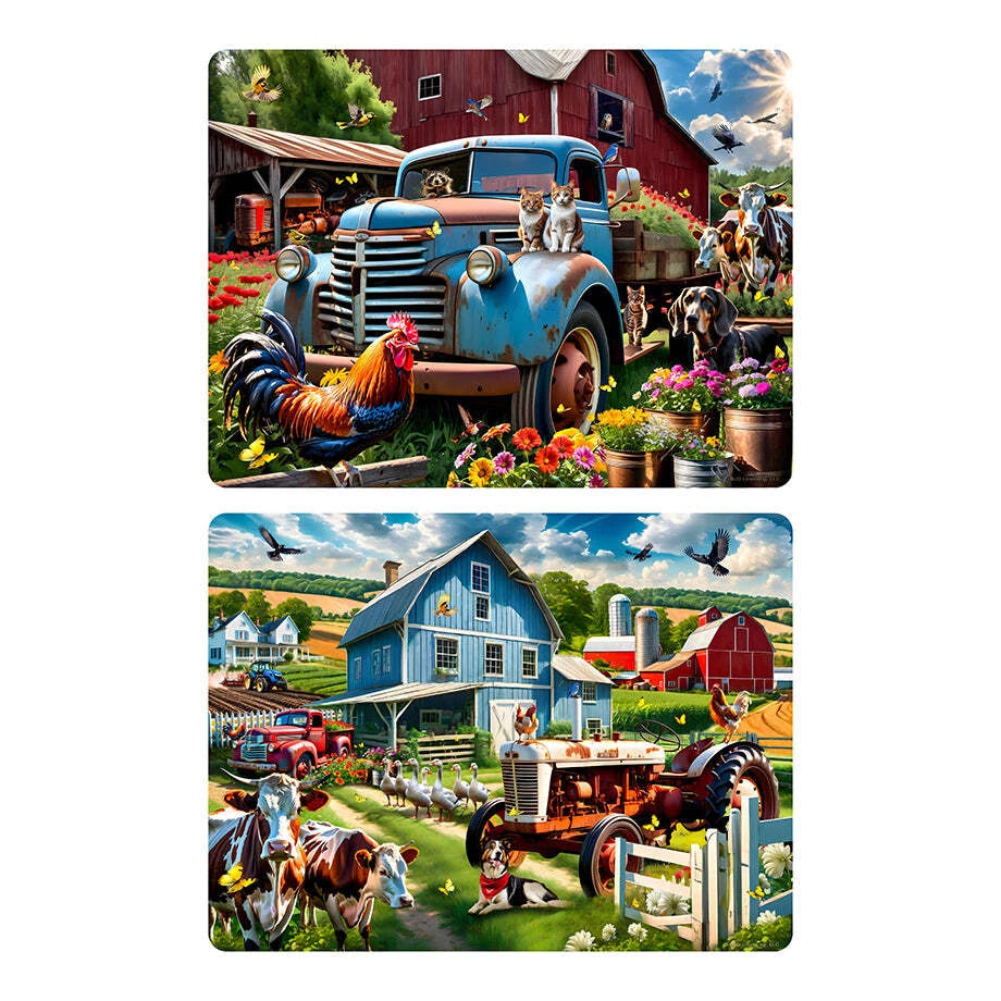 Tempered Glass Cutting Board-Farm Animal Scene- 2 to Choose From
