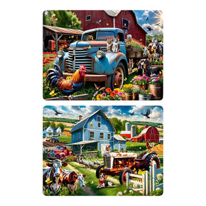 Tempered Glass Cutting Board-Farm Animal Scene- 2 to Choose From