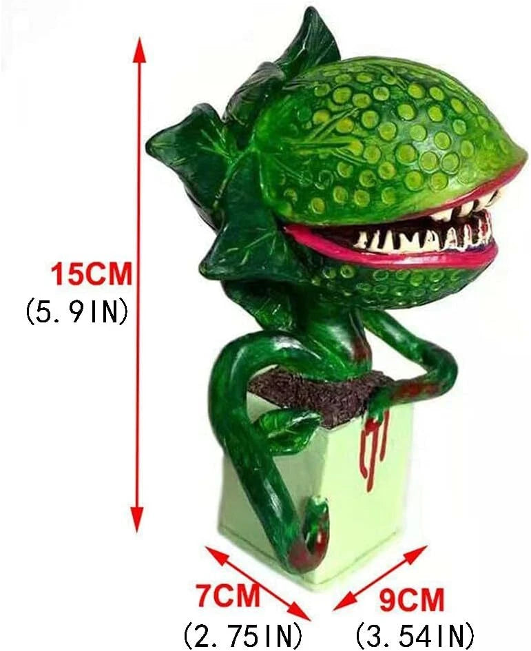 Horror Piranha Plant Garden Statue, 5.9" Tall Cannibal Showing Teeth