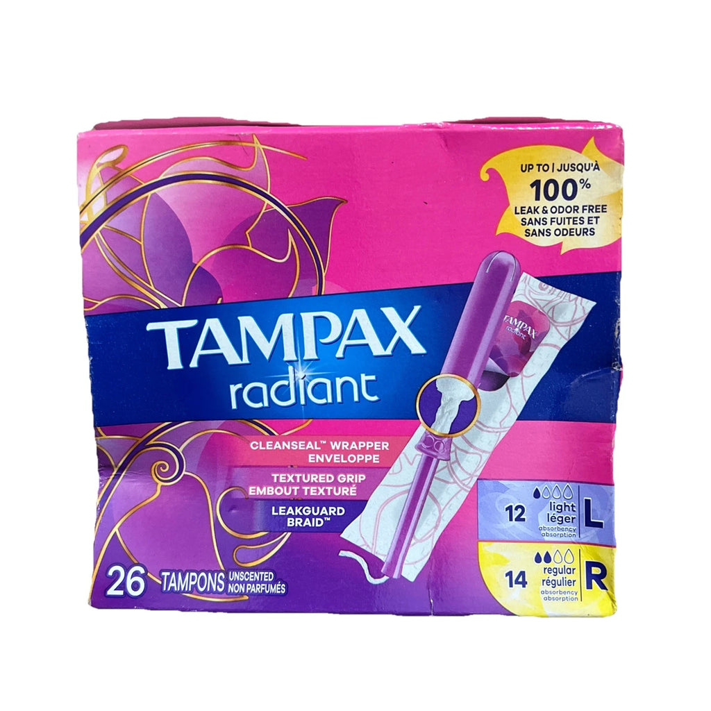 Radiant Tampons | Unscented | 26 Count | 12 Light & 14 Regular