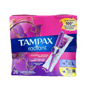 Radiant Tampons | Unscented | 26 Count | 12 Light & 14 Regular
