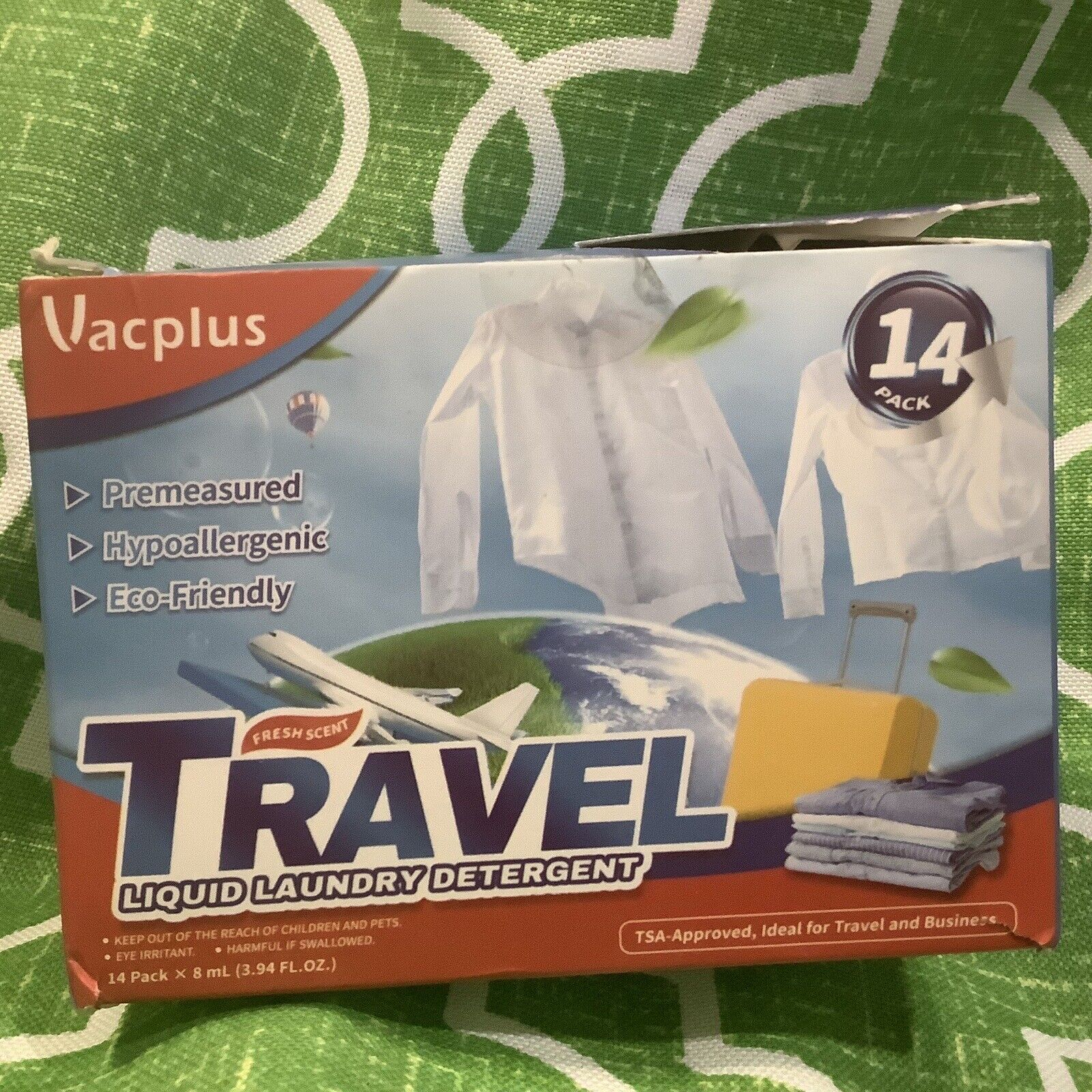 Vacplus Travel Liquid Laundry Detergent 14 Single Packs Vacation Fresh Scent