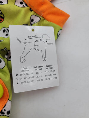 PET CENTRAL Skeleton KA-BOO Dog Pajamas Size XS Green/Orange Trim Halloween