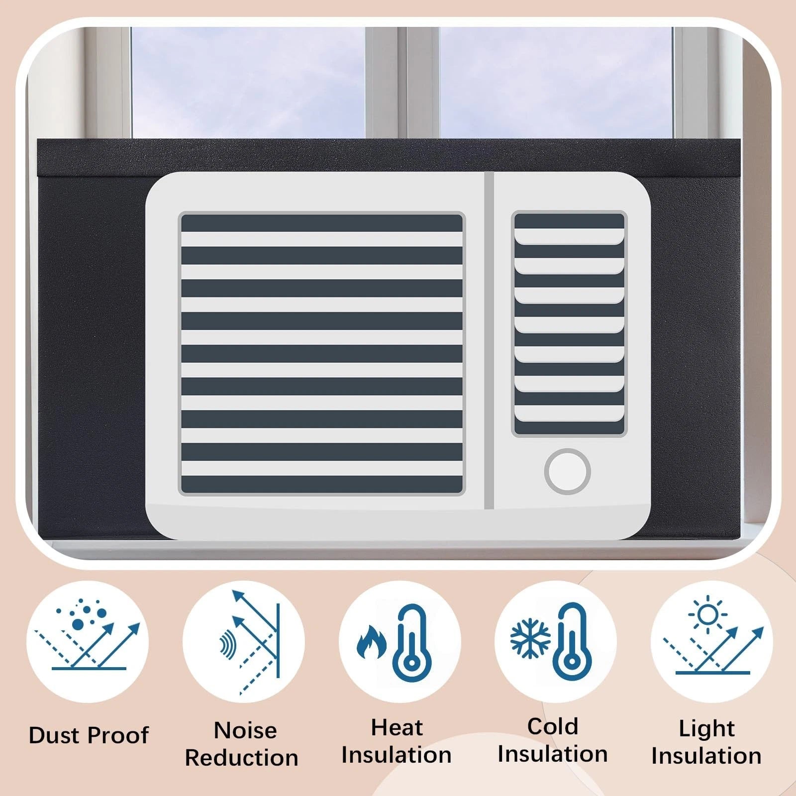 Pangda 2 Pcs 17 x 9 x 7/8 Inch Window Air Conditioner Insulated Foam Panels