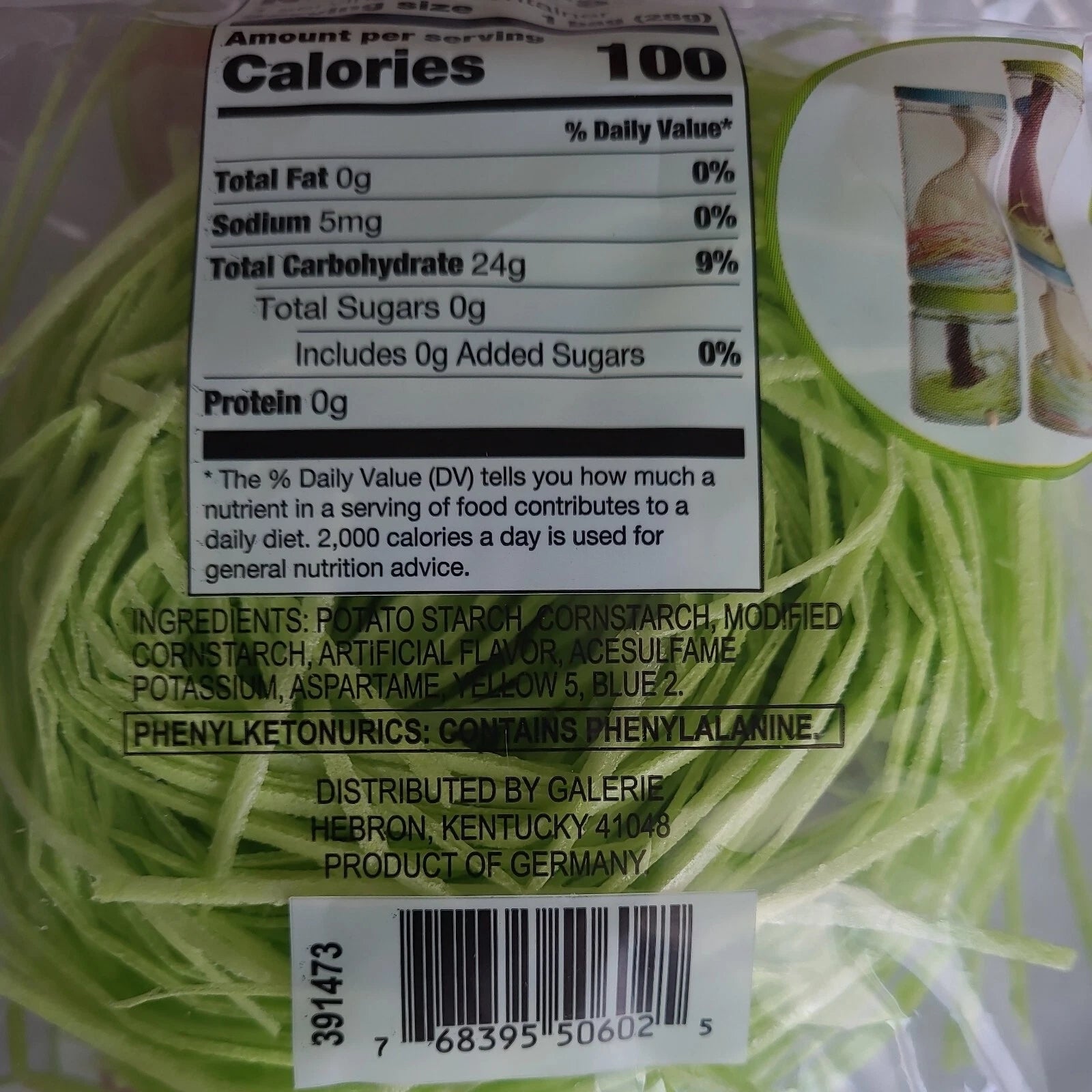 Edible Candy Easter Grass GREEN APPLE (Best By: 8/30/27)