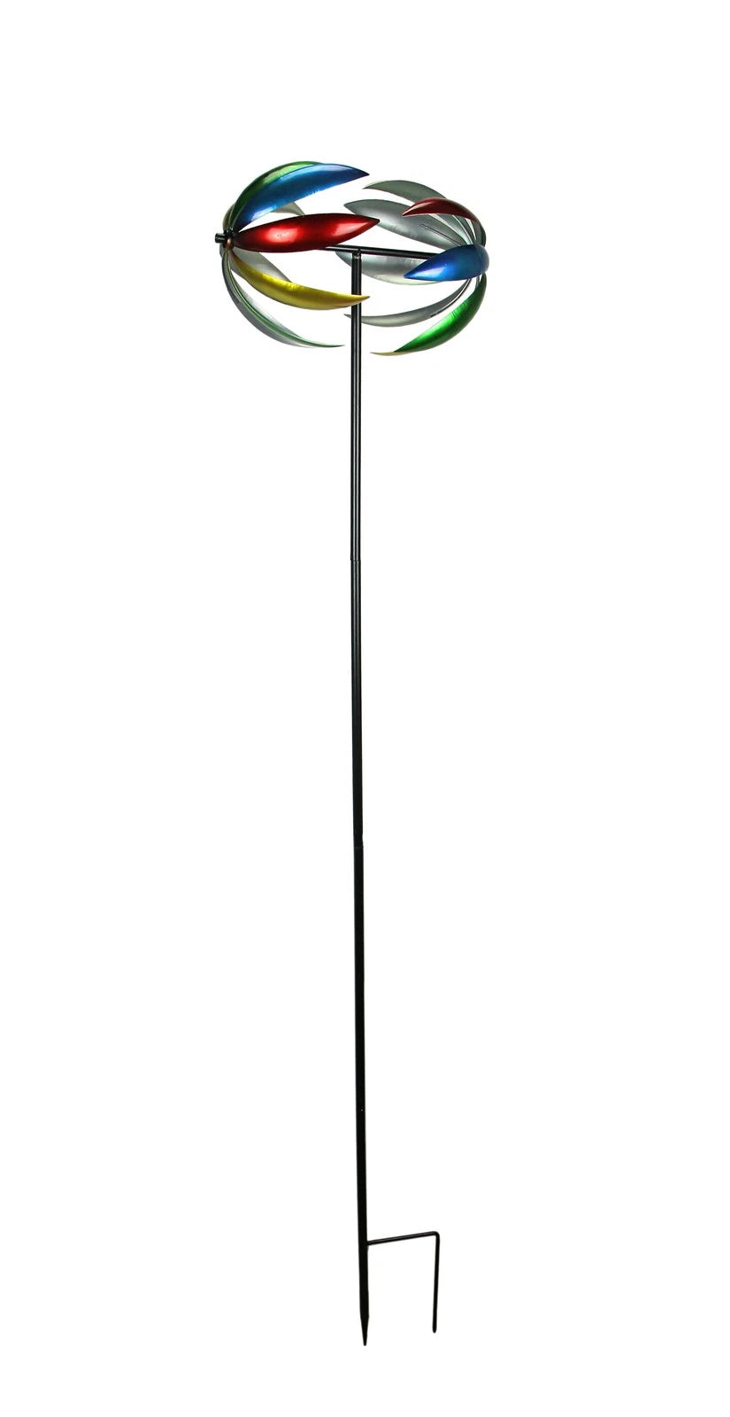 Metal Colorful Kinetic Spinner Yard Stake 15"x64"H