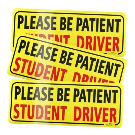 3pcs Student Drive Magnet for Car, Please Be Patient --Black & red Magnet New Drivers