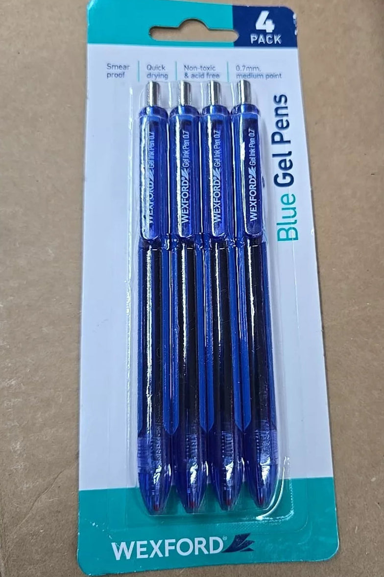 Wexford Blue Gel Ink Pens - 4 Count
