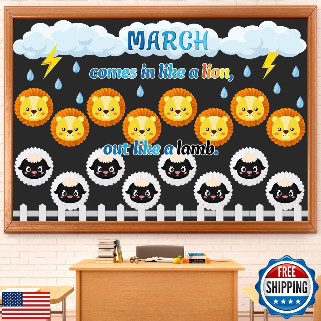 Supervitae 85 Pcs Spring Bulletin Board Sets March Comes in Like A Lion Out Like a Lamb