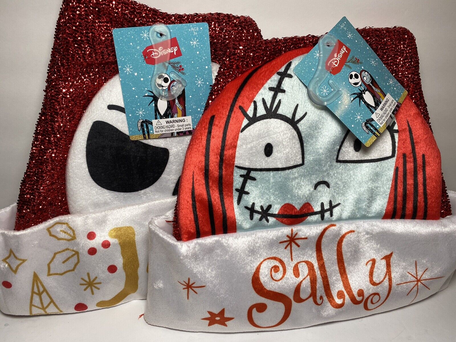 Disney The Nightmare Before Christmas Jack or Sally Tinsel Santa Hat