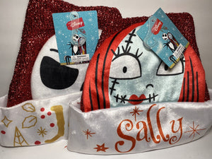 Disney The Nightmare Before Christmas Jack or Sally Tinsel Santa Hat
