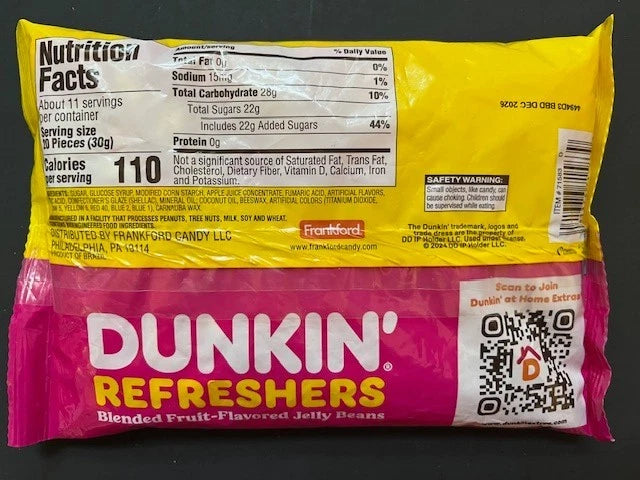 Dunkin Refreshers 4 Blended Fruit Flavors- Jelly Beans Candy ~ (Best By: 12/2026)