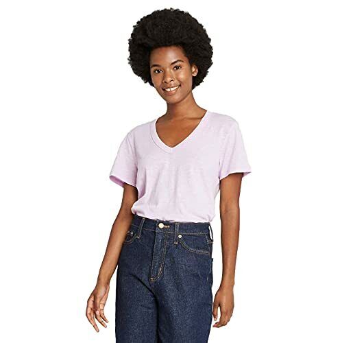 LS- WOMEN'S SHORT SLEEVE V-NECK T-SHIRT- UNIVERSAL THREAD LILY LAVENDER