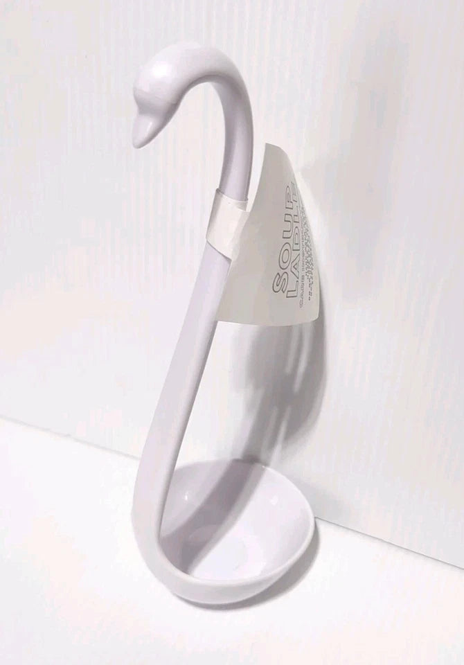 White Plastic swan soup ladle