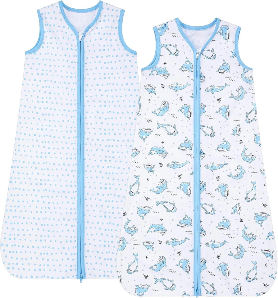 DaysU Cotton Baby Sleep Sack, Sleeping Bag 2pk-Sharks-Size Medium