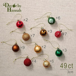 Decorbyhannah Christmas Ornaments,49ct 30mm Mini Red Gold Red Green Gold