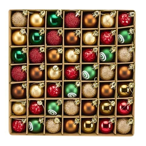Decorbyhannah Christmas Ornaments,49ct 30mm Mini Red Gold Red Green Gold
