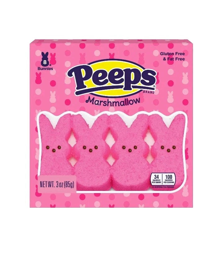 PEEPS Pink Marshmallow Bunnies, Pack of 8 (Best By 05/2026, 11/2026)