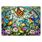 TEMPERED GLASS CUTTING BOARD - STAINED GLASS BIRDS/BUTTERFLY-12" X 16"