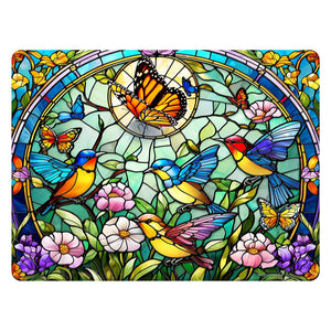 TEMPERED GLASS CUTTING BOARD - STAINED GLASS BIRDS/BUTTERFLY-12" X 16"