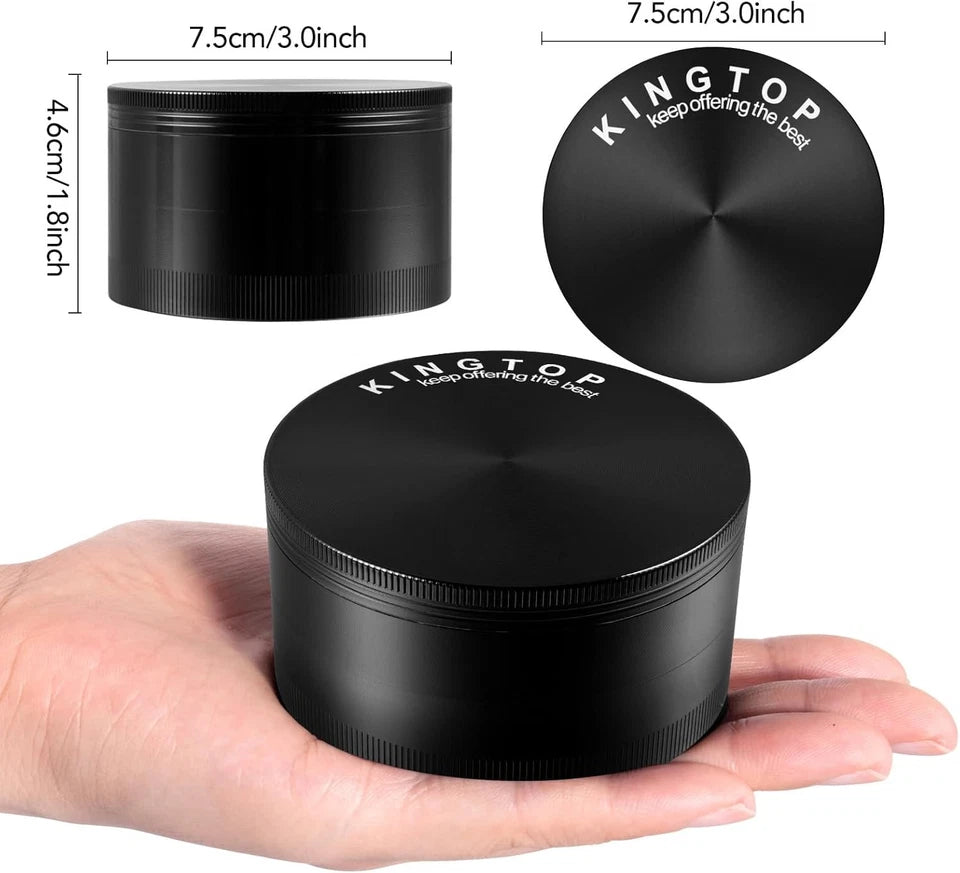 KINGTOP Grinder, Large 3" Spice Grinder (Black)