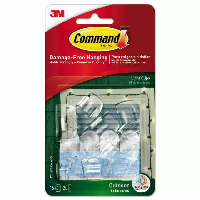 Command 16 Outdoor Light Hanging Clips with 20 Adhesive Strips