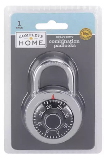 Complete Home Heavy Duty 3-Digit Combination Padlock - Keyless Lock