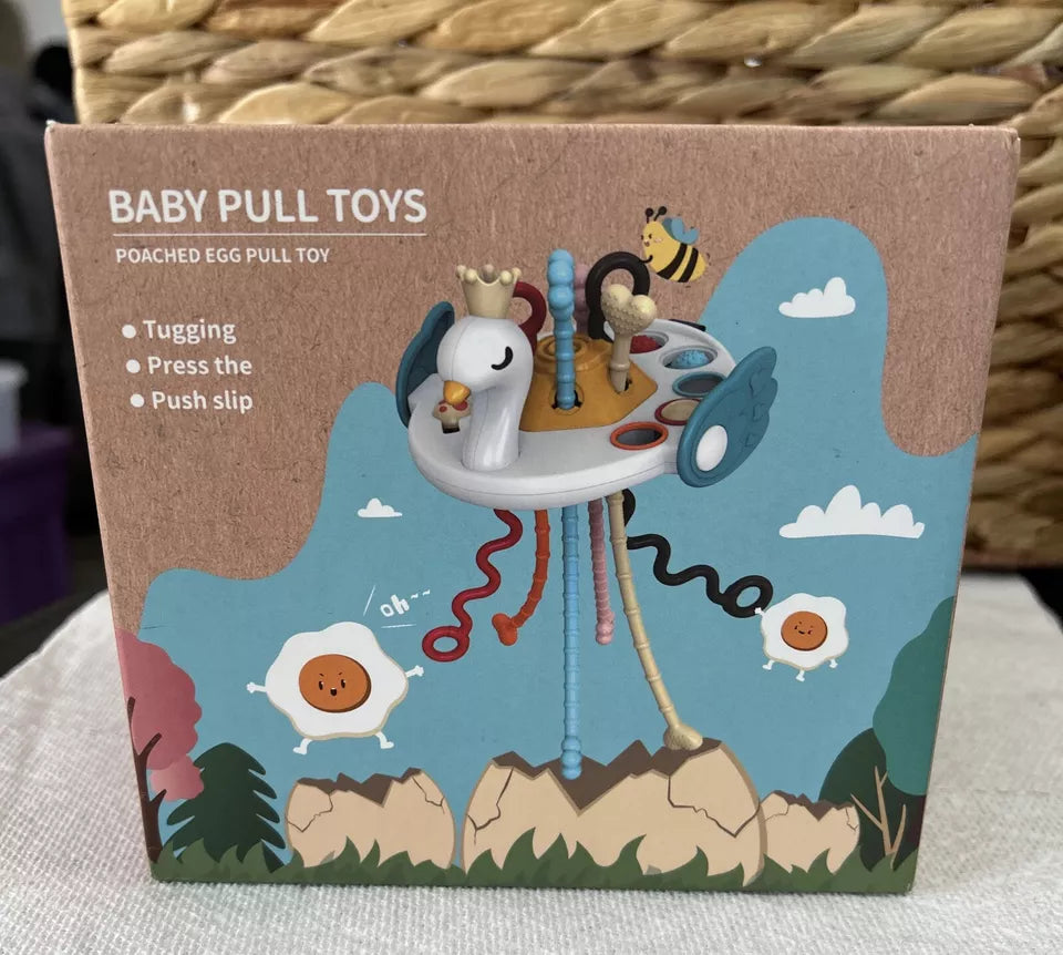Montessori Toys for 18M+ Months Child Silicone Baby Pull Toy Poached Egg