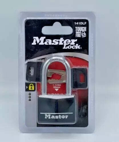(1) Master Lock 141DLF Black Covered Solid Body Padlock, 1-1/2" Shackle, 1-9/16"