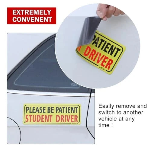 3pcs Student Drive Magnet for Car, Please Be Patient --Black & red Magnet New Drivers