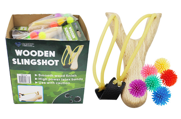 Wooden Slingshot with Silicone Balls