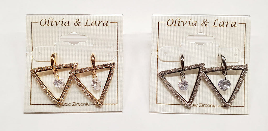 Cubic Zirconia Triangle Door Knocker Earrings