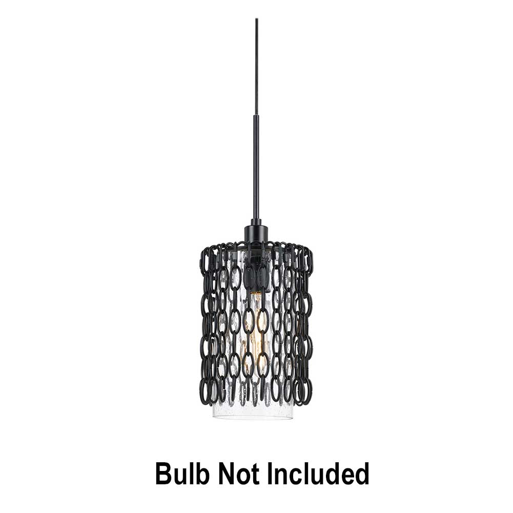 Cal Lighting Baraccino 1 Light Iron/Glass Pendant 60W Bulb Not Included 7.5x19H