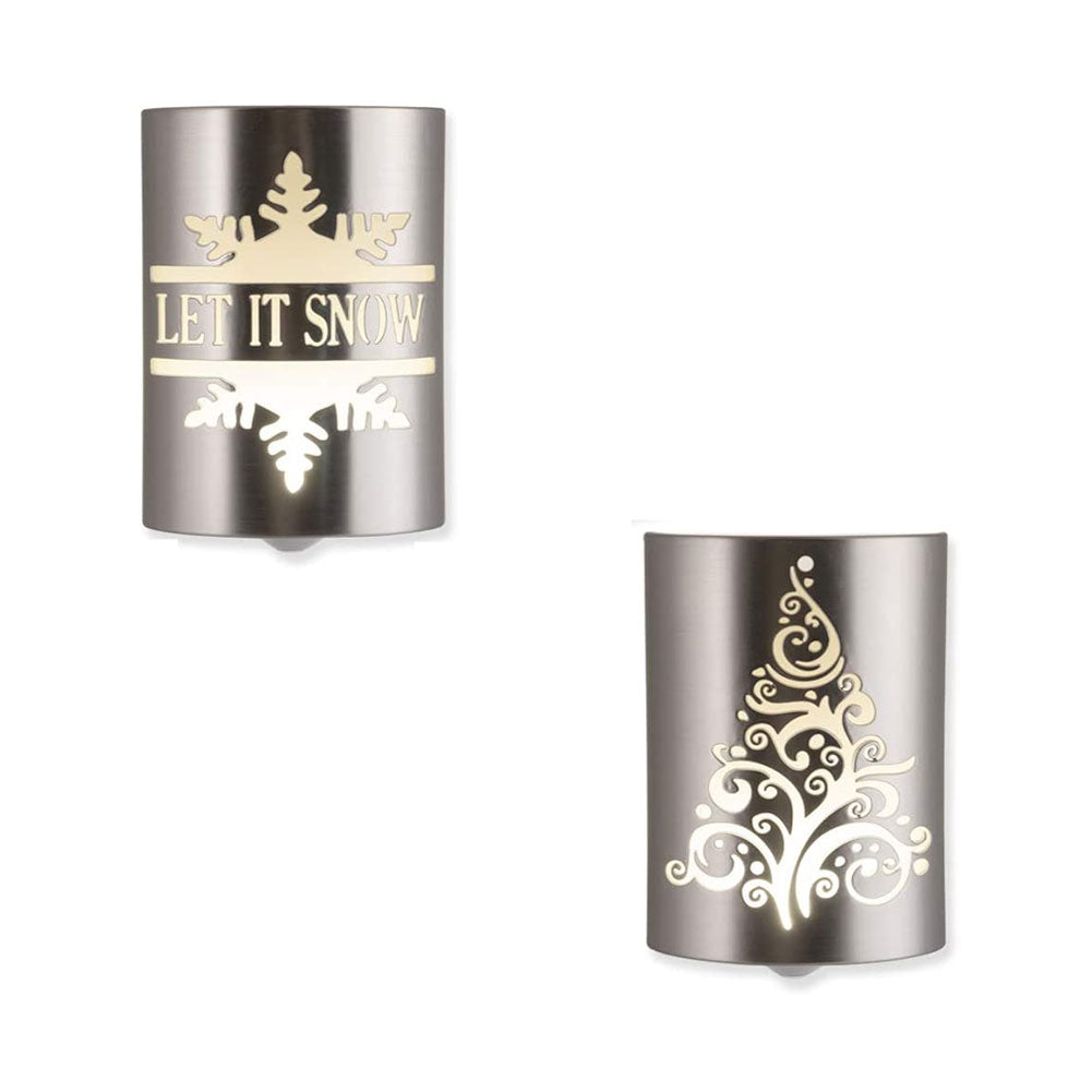 Christmas LED Night Light Multipack 2 Asst Brushed Nickel 4x3x1.5H