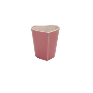 Ceramic Pink Heart Shaped Cup w/Handle 3" Tall