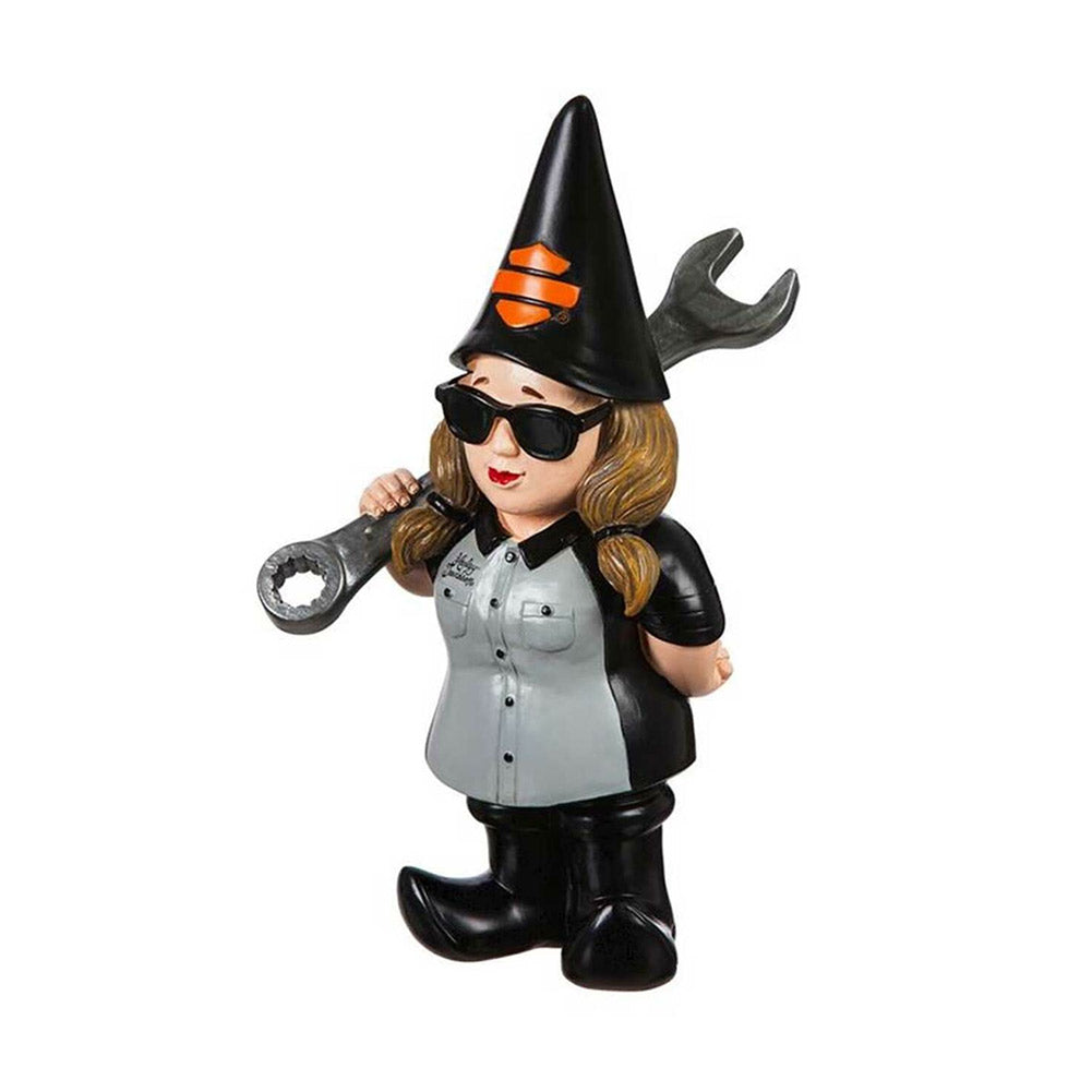 Harley-Davidson Mechanic Lady Garden Gnome Figure Polystone 5x8.5H