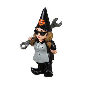 Harley-Davidson Mechanic Lady Garden Gnome Figure Polystone 5x8.5H