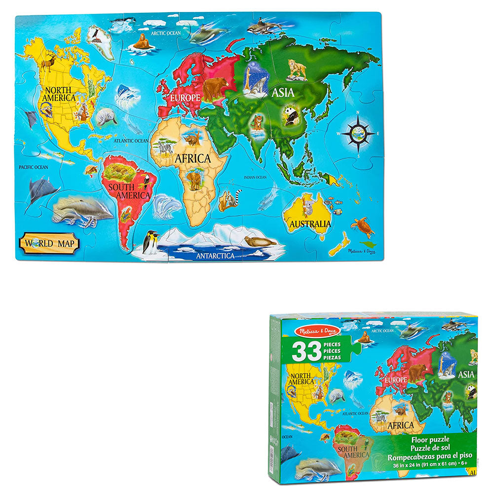 Melissa & Doug 33 Piece World Map Floor Puzzle 36"x24"
